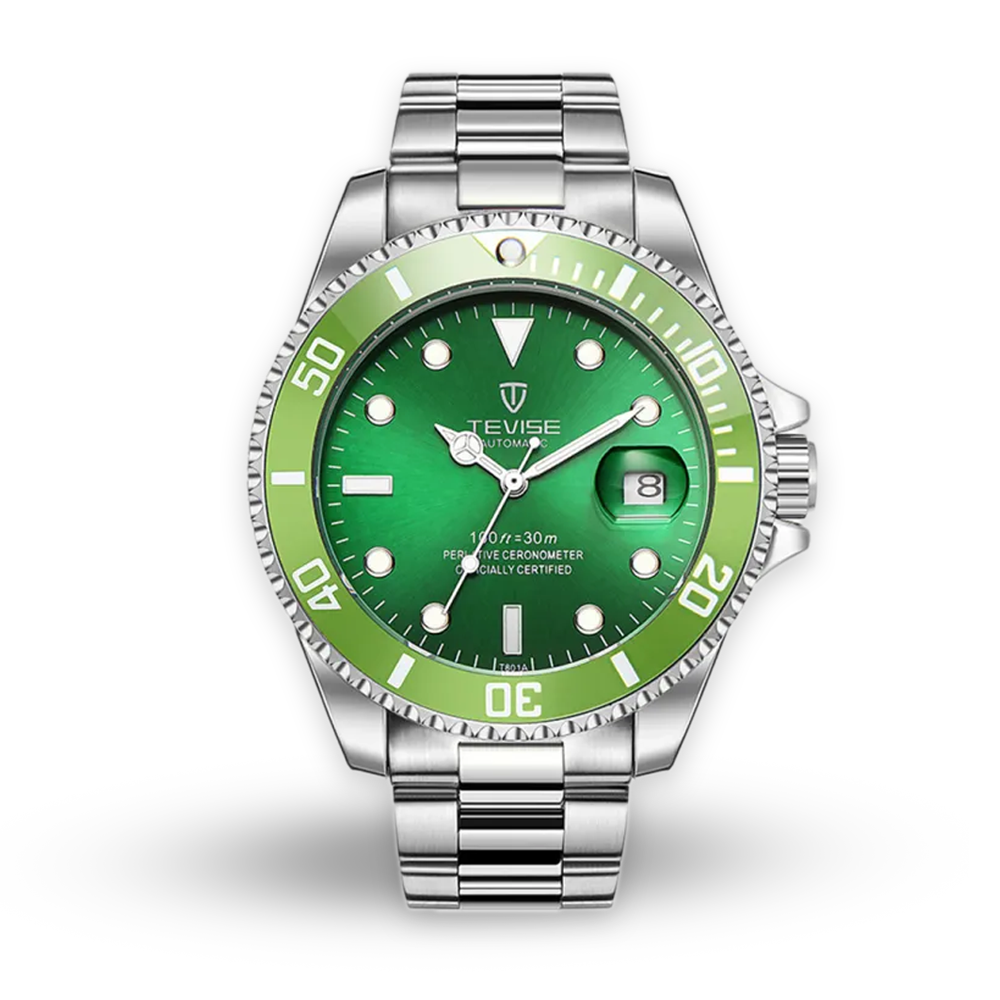 Tevise T801 Stainless Steel Quartz Watch For Men - Green