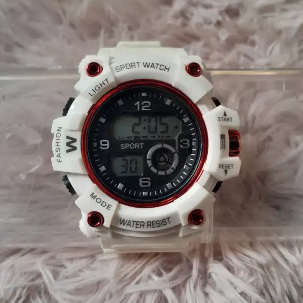 Rubber Waterproof Digital Watch for Kids - White