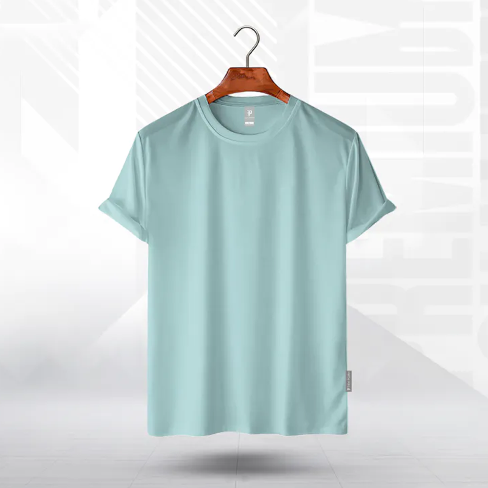 Texpark Combed Cotton Half Sleeve T-Shirt For Men - Light Green - TS-101