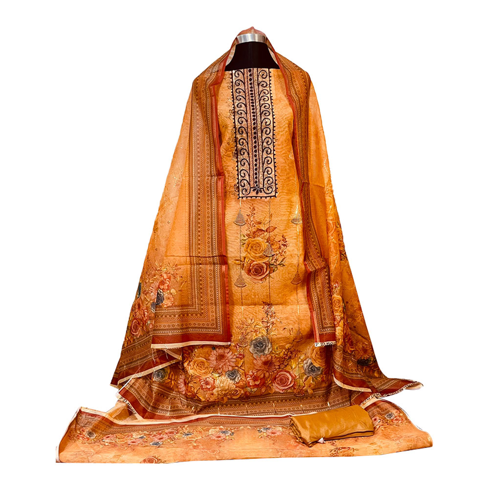 Unstitched Embroidery Cotton Salwar Kameez for Women - Four Piece - ZL-22 - Gulgi