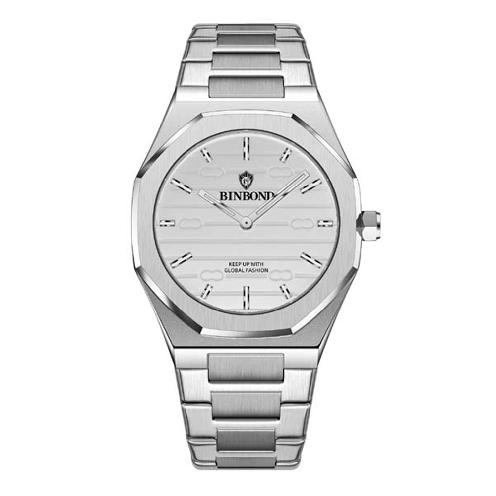Binbond 818 Stainless Steel Quartz Fashion Watch - Silver