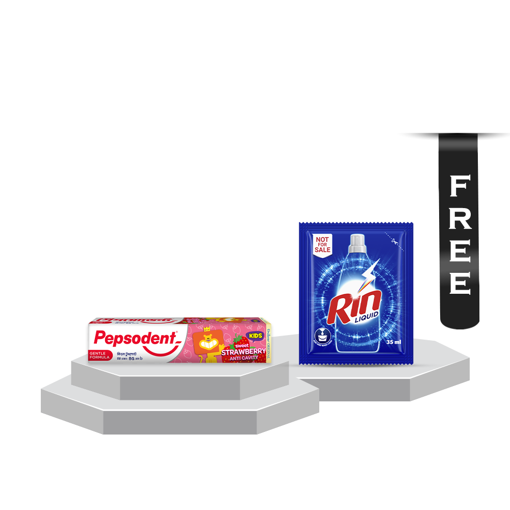 Pepsodent Sweet Strawberry Toothpaste - 45gm With Rin Liquid - 35ml Free