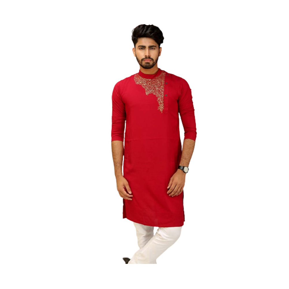 Linen Panjabi For Men - Red - PN-13