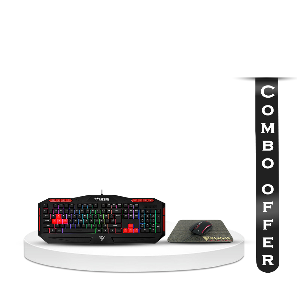 Combo of Gamdias ARES M2 Gaming Keyboard and Mouse with Mouse Mat