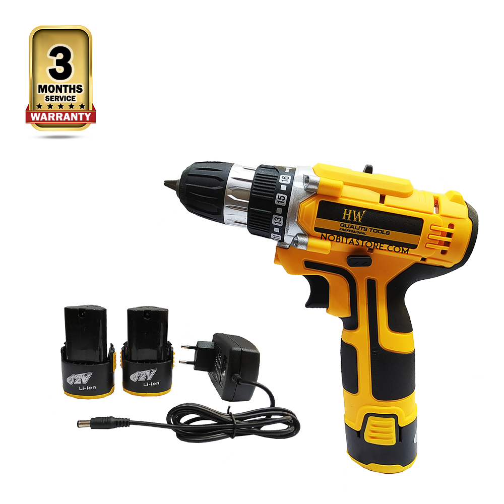 HW Rechargeable Screwdriver Drill -12 V - Yellow