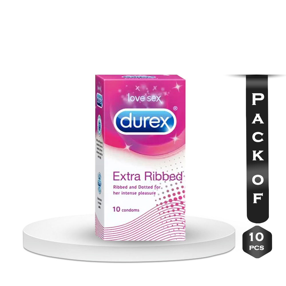 Pack of 10 Pieces Durex Extra Ribbed Condoms