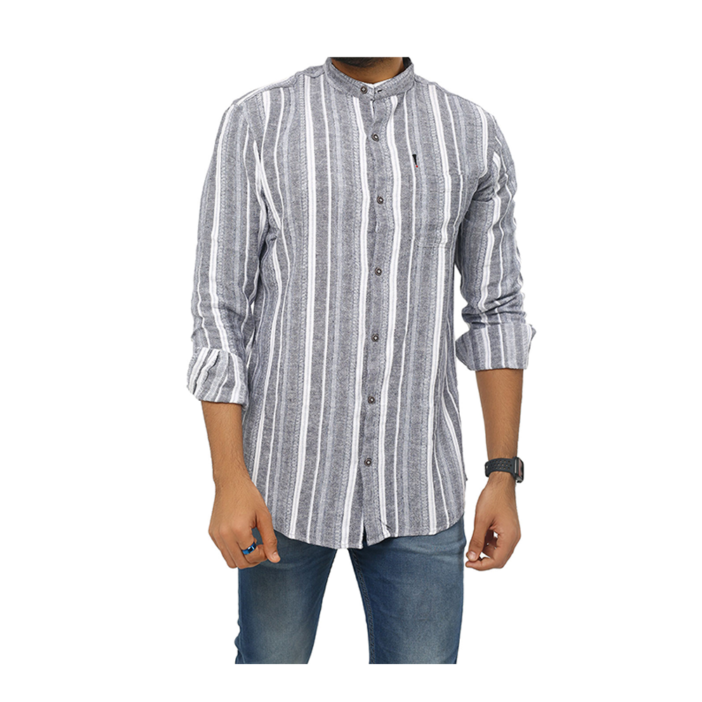 Bang Cotton  Full Sleeve Casual Shirt For Men - Gray White