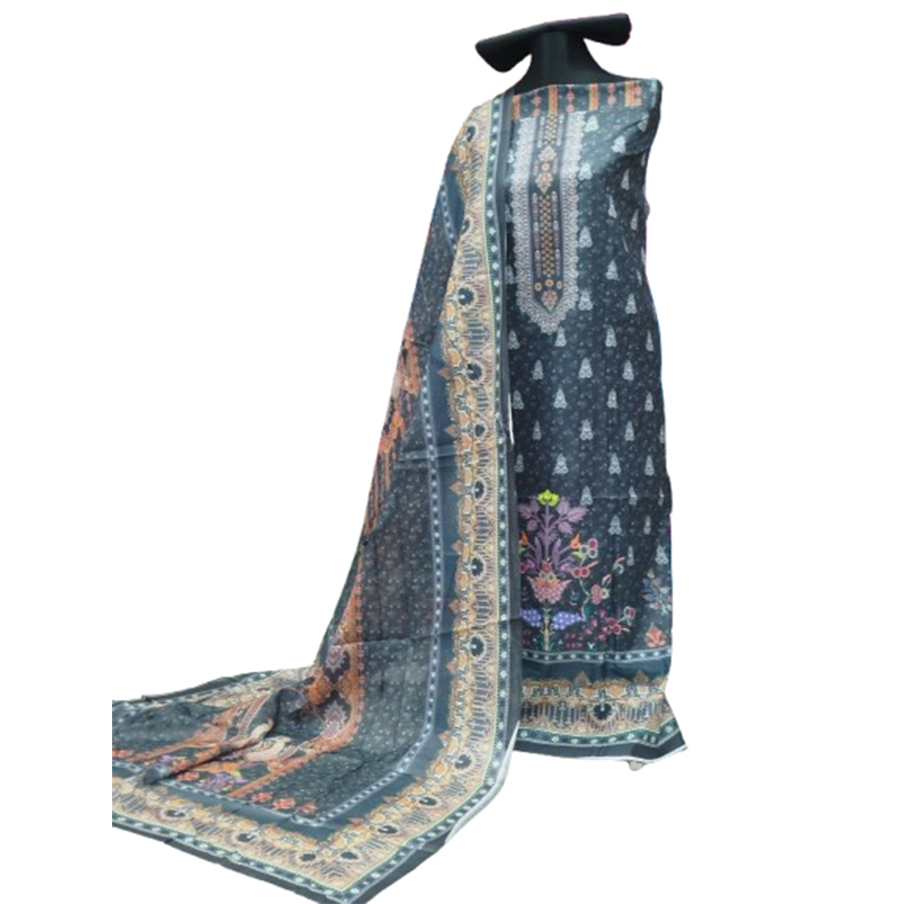 Unstitched Swiss Cotton Digital Printed Salwar Kameez For Women - Multicolor - 3A-T36