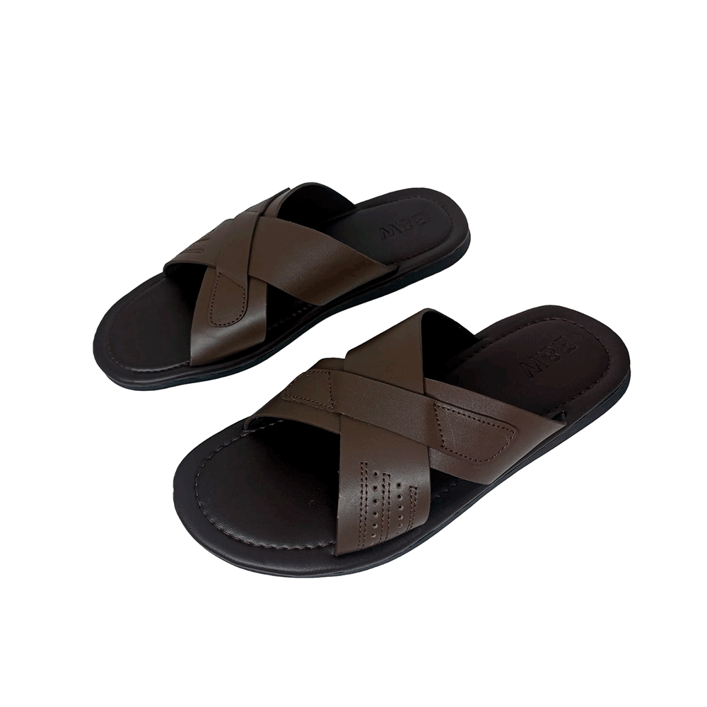 Leather Sandal For Men - Chocolate - BW10540