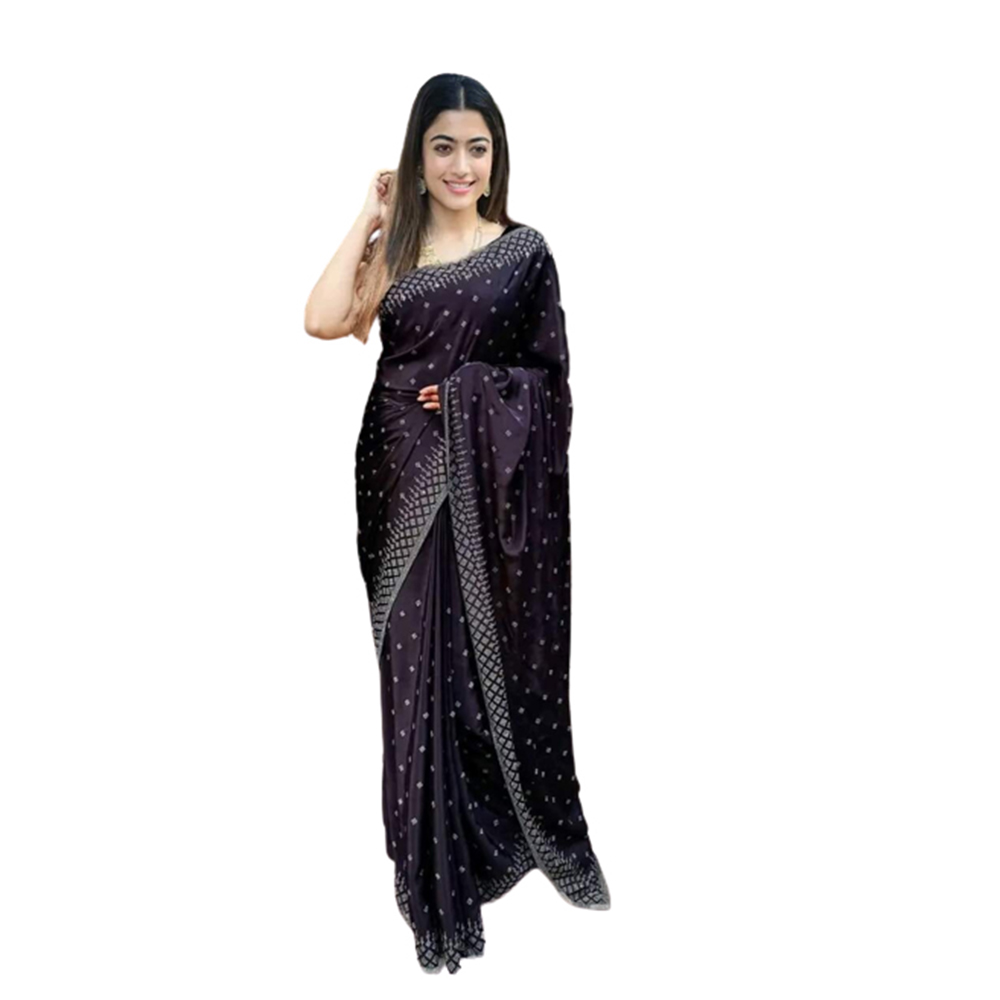 Soft Weightless Georgette Saree With Blouse Piece For Women - Coffee - SJ-40