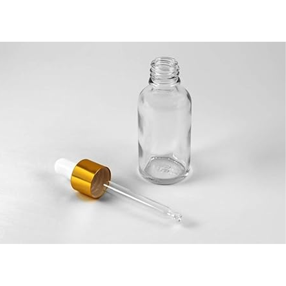 Clear Dropper Empty Bottle - 30 ml - Golden and White