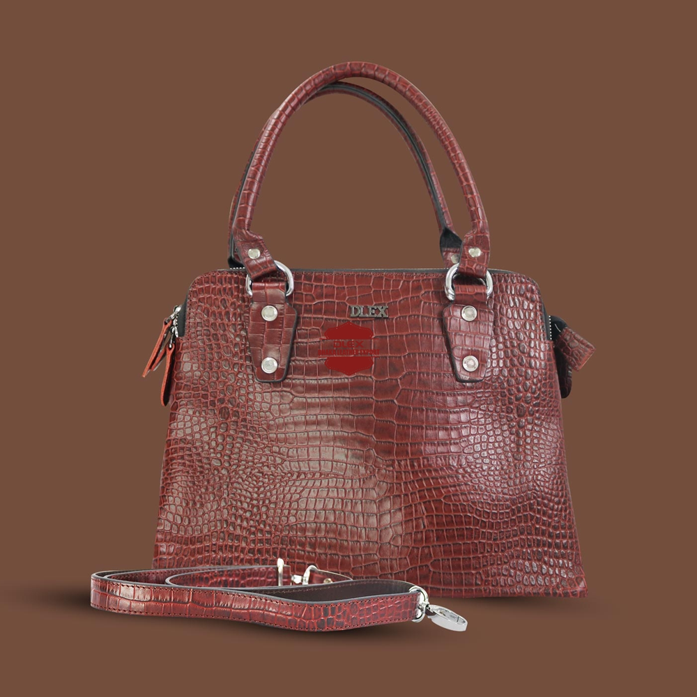 Leather Shoulder Bag For Women - Maroon - LB-46