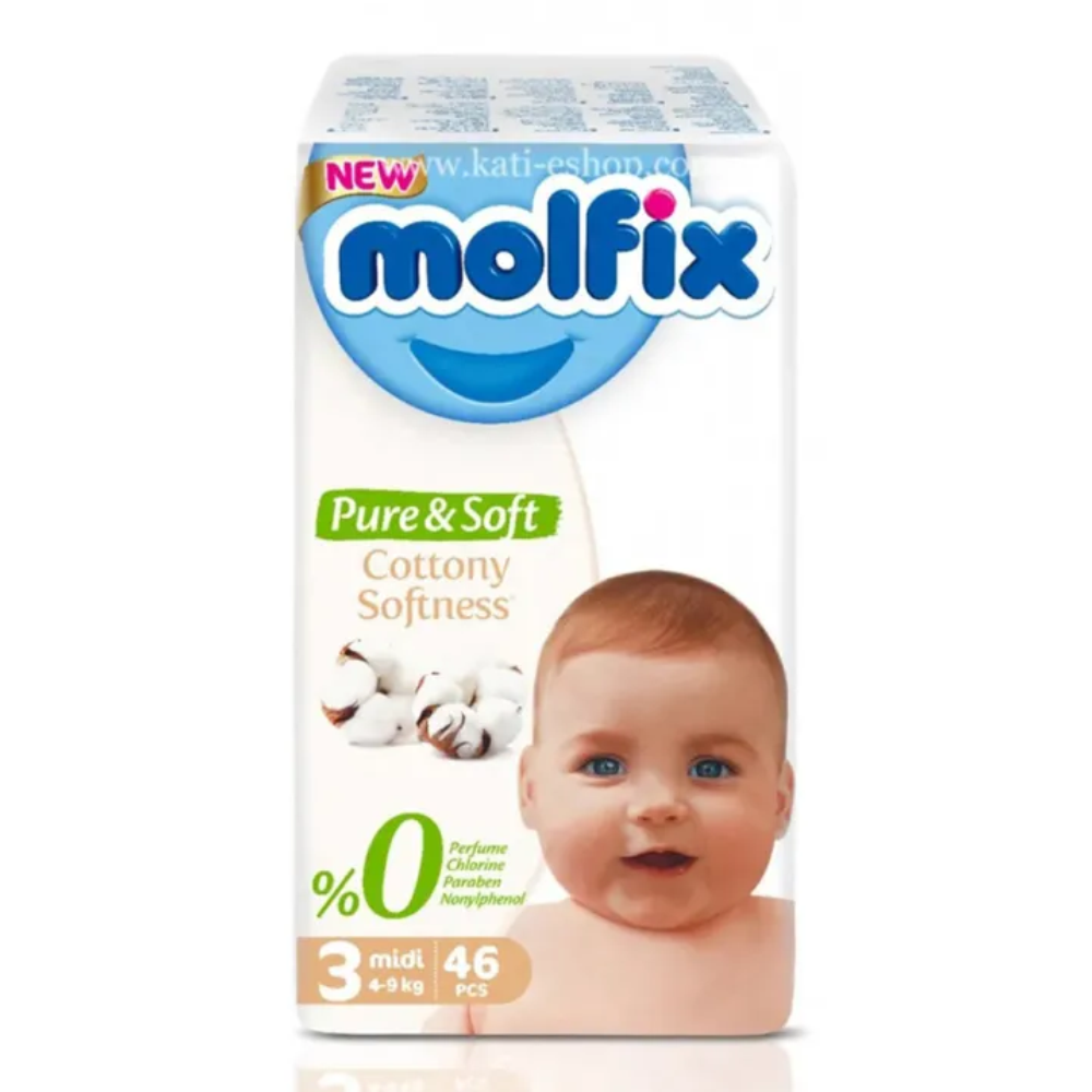 Molfix Pure and Soft Medi Diaper 4-9 kg - 46pcs 