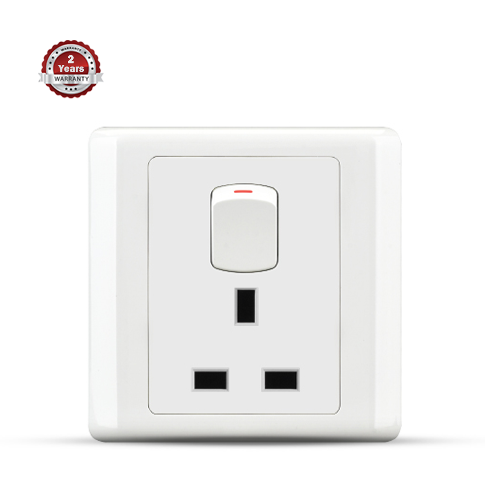 HEE Classic 13A 3 Pin Flat Socket with Switch - White