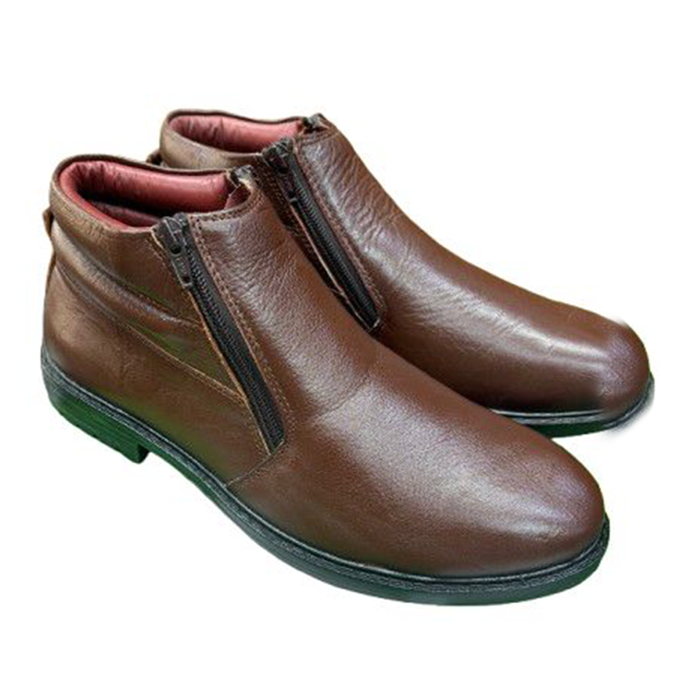 Double Chain Leather Boot for Men - Rich Brown - 007