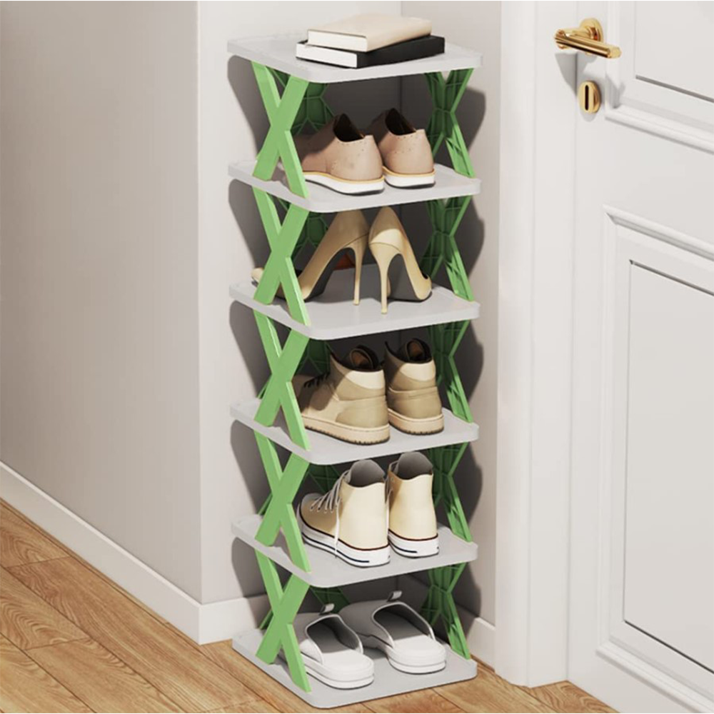 AB Crew 6 Tier Shoe Rack - Blue and Ash 