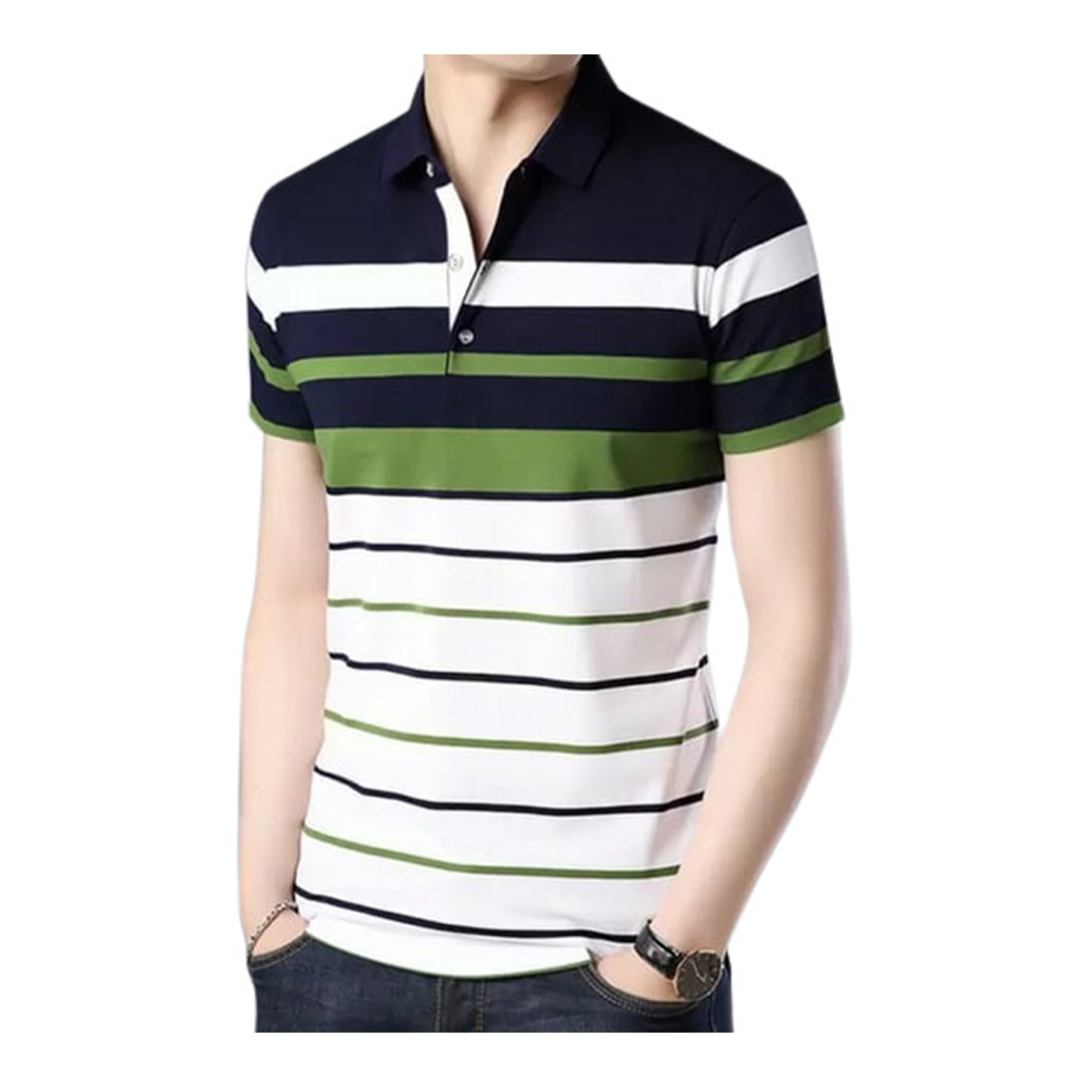 Cotton Half Sleeve Polo Shirt For Men - Multicolor - PT- 75