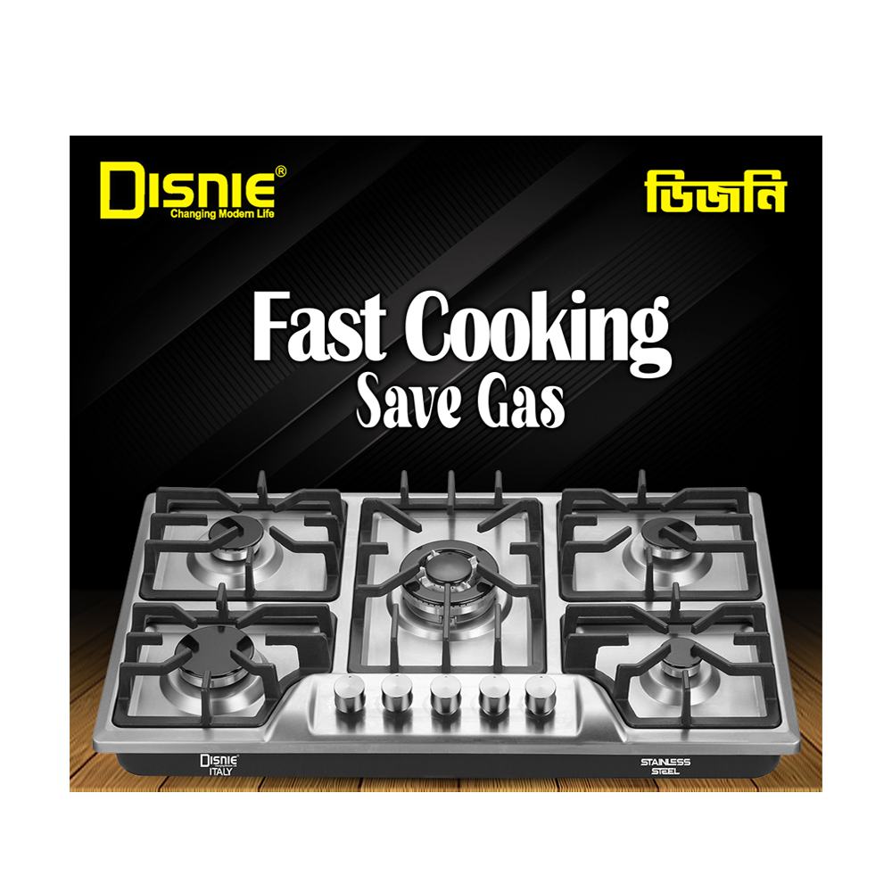 Disnie Dcgs-552Ss Automatic Gas Stove - Five Burners