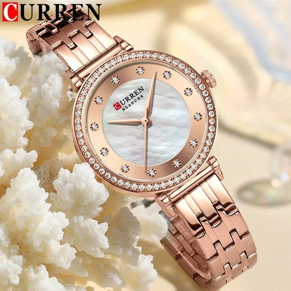 Curren 9087 Stainless Steel Quartz Wrist Watch For Women - Rose Gold