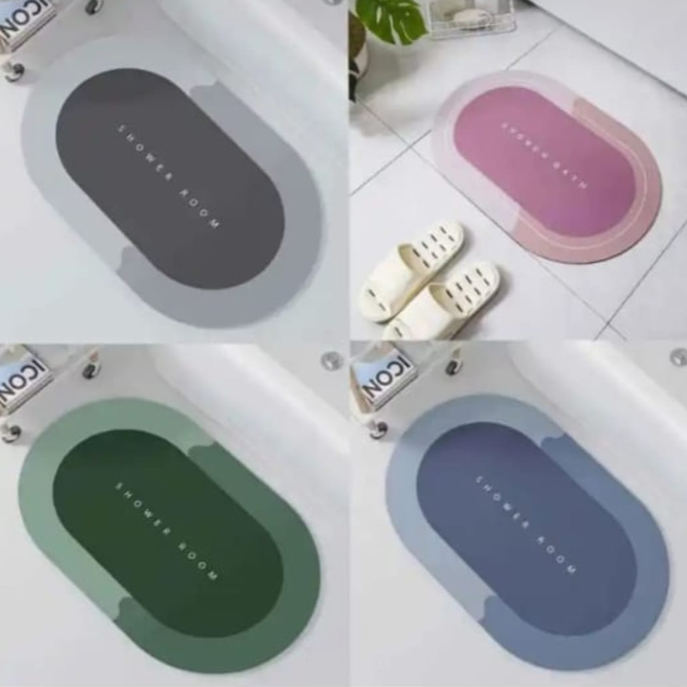 Polyester Super Absorbent Non Slip Ellipse Floor and Bathing Mat