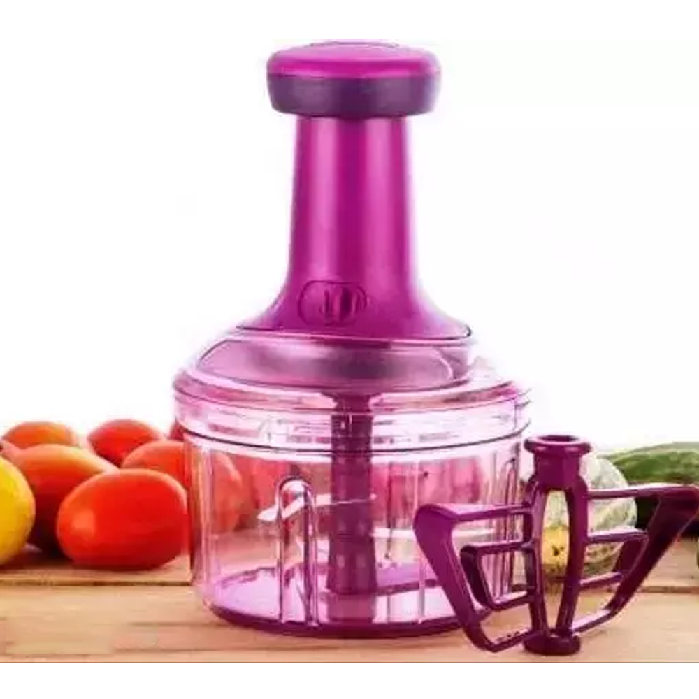 Skiloriz Heavy Hand Press Push Vegetable and Fruit Chopper Cutter - 750ml - Purple