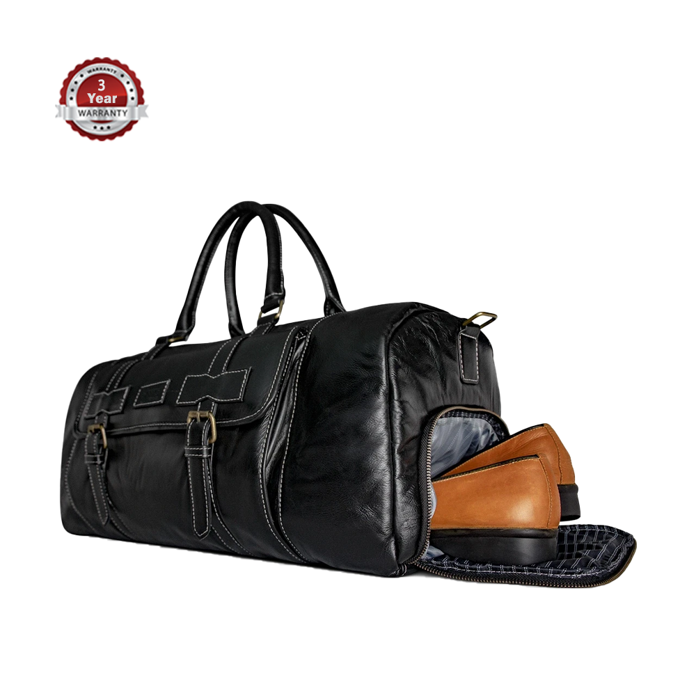 Leather Travel Bag - TB -1004 - Black