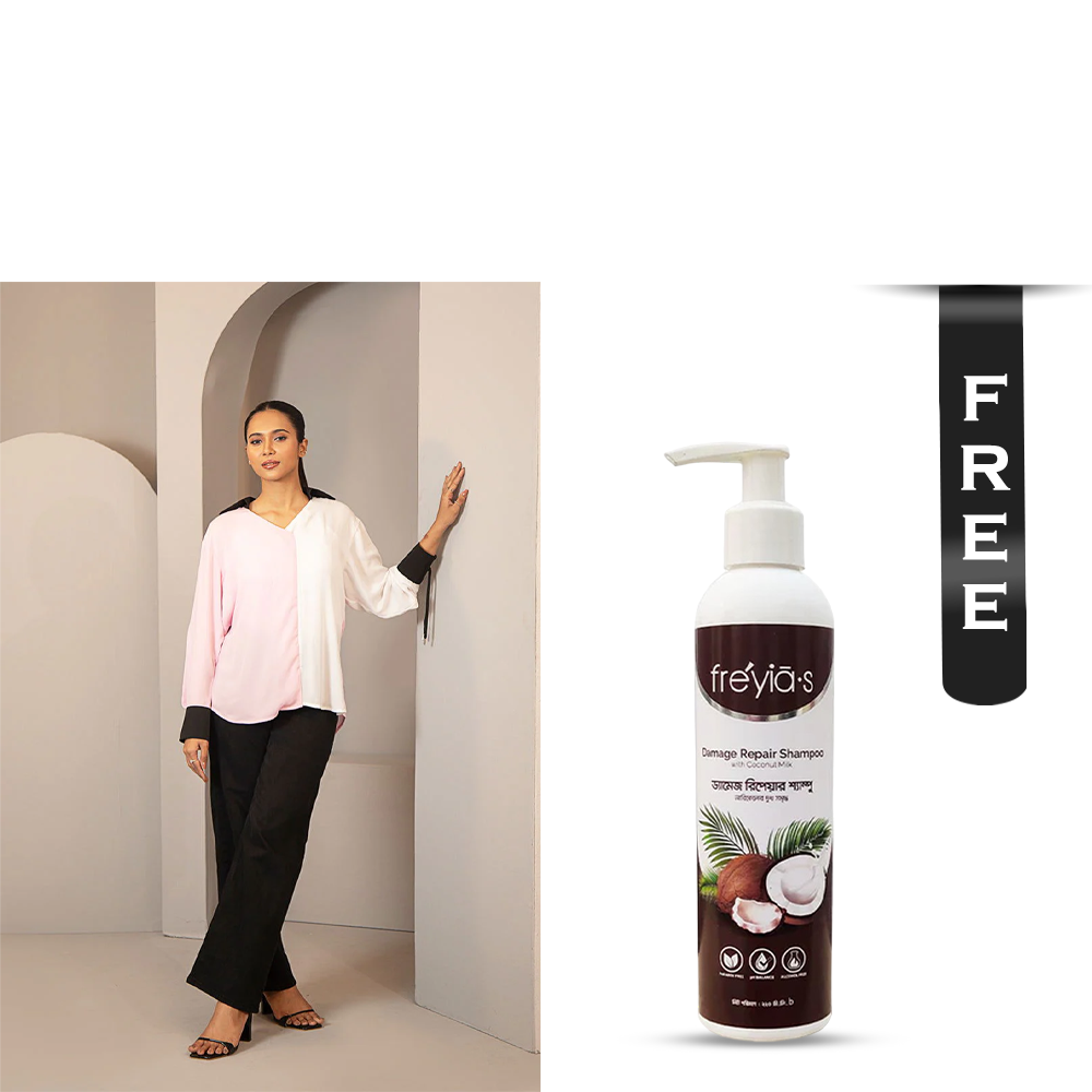 Buy Cherry Georgette Shirt for Women - 1223 000283 - Baby Pink and Get Freyias Damage Repair Shampoo with Coconut Milk - 220ml Free