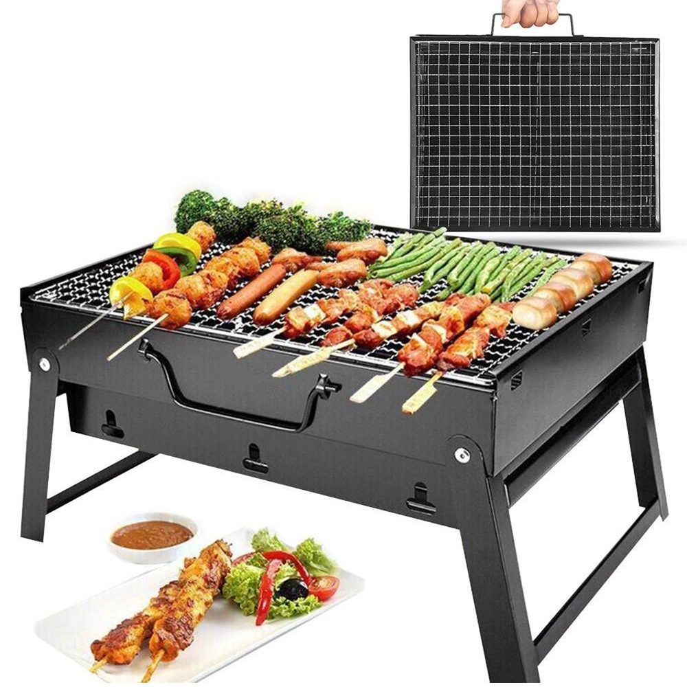 Portable BBQ Charcoal Barbecue Grill Machine - 14 Inch - Black