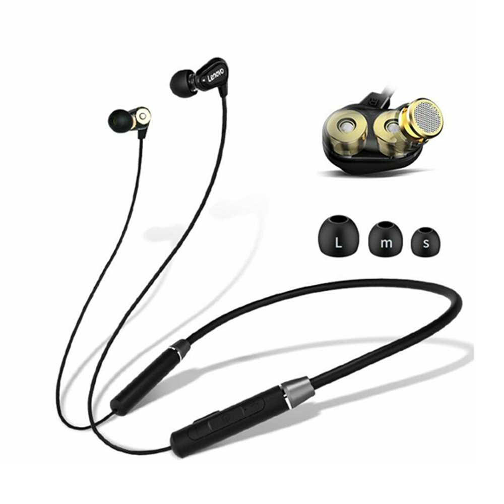 Lenovo HE08 Neckband Bluetooth Earphone - Black