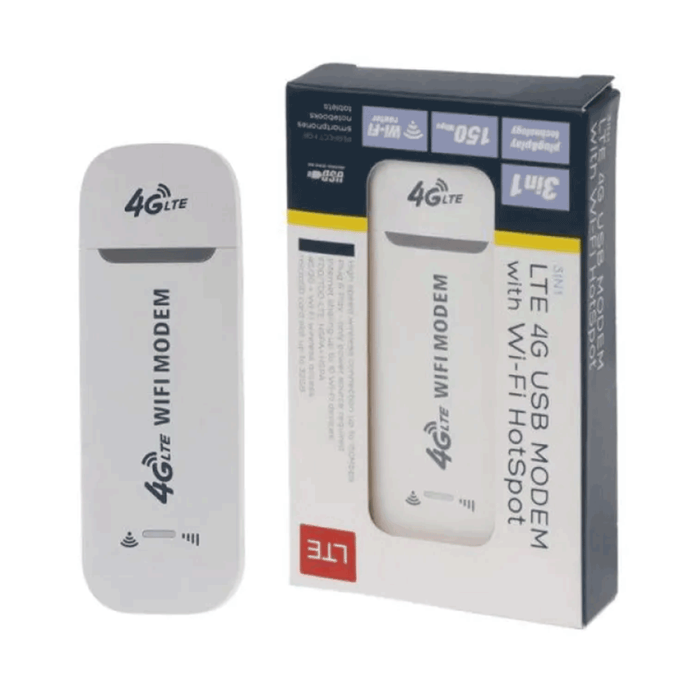 LTE 4G USB Modem with Wifi Hotspot - White
