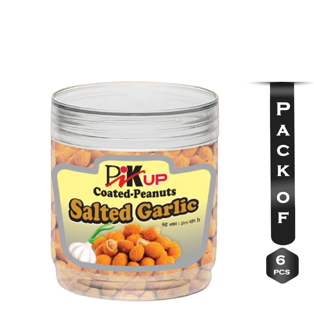 Pack of 6 Pcs Pikup Salted Garlic Coated Peanuts - 180gm