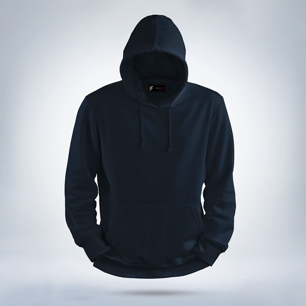 Fleece Cotton Solid Winter Hoodie For Men - Navy Blue