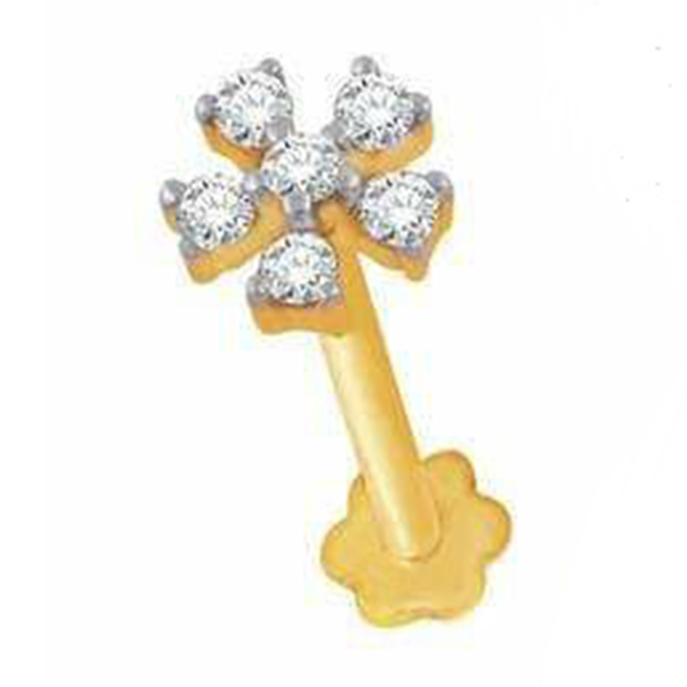 Gold With Diamond Nose Pin For Women - 0.12 ct