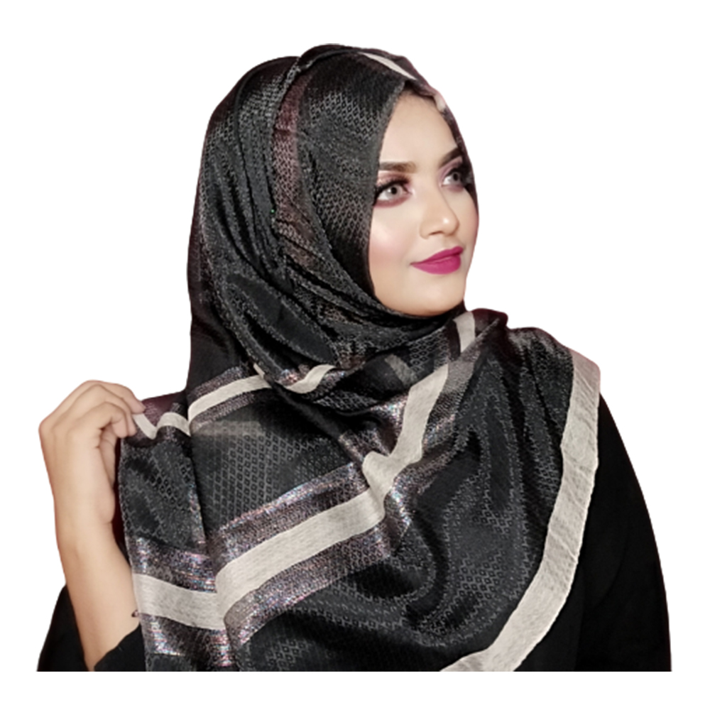 Soft Cotton Party Tissue Silk Hijab For Women - Black