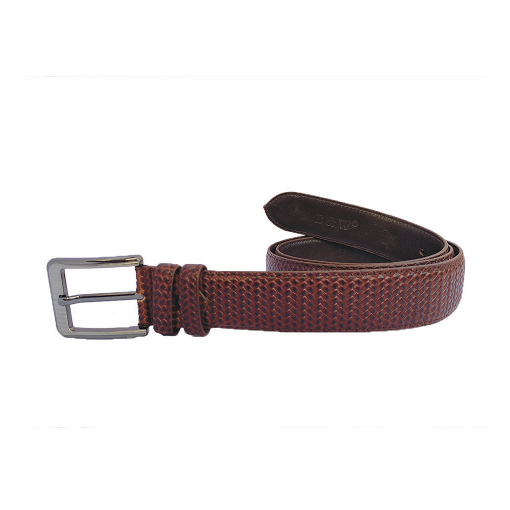 Black and White 2 inch Chocolate Leather Single Tongue Belt for men - BW11040693 - Chocolate