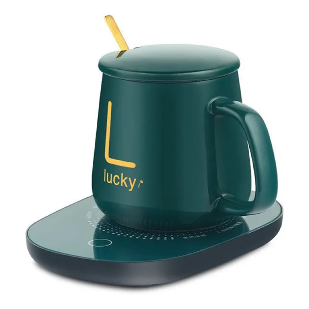 Electric USB Coffee Mug with Heating Pad Warmer - Dark Green