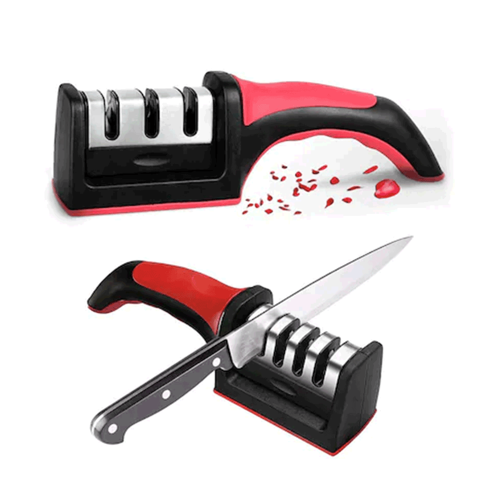 Stainless Steel Knife Sharpener - Red