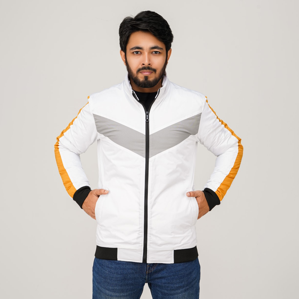 Saskin Winter Padding Jacket For Men - White - RR-007