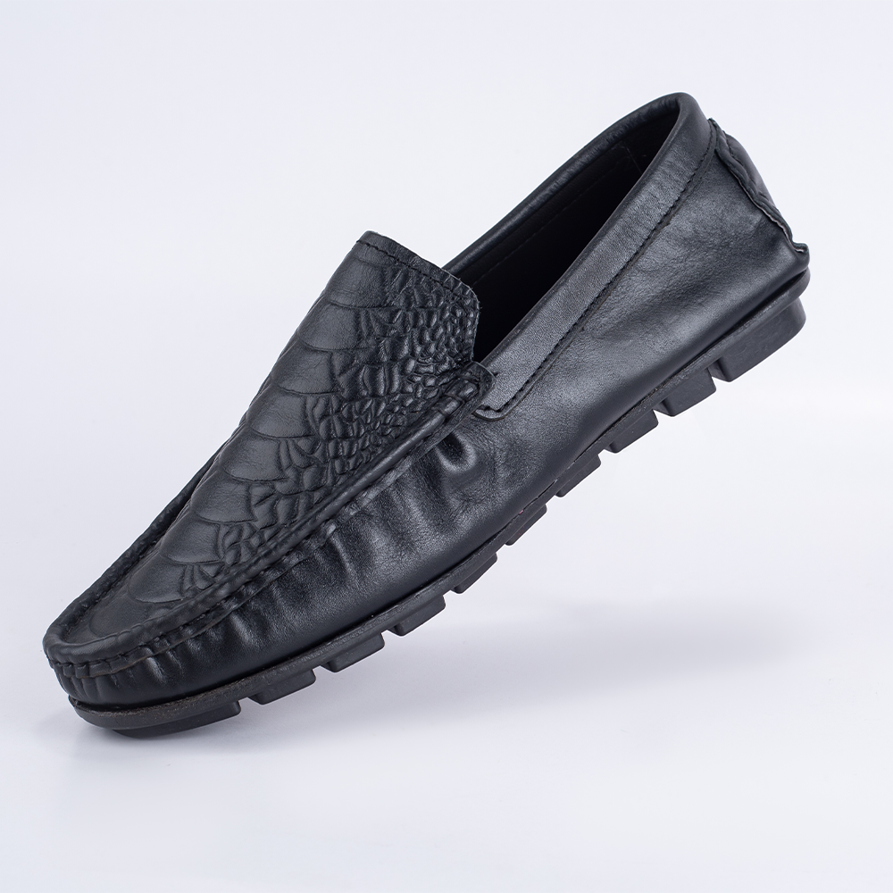 Reno Leather Loafer Shoes For Men - Black - RL3062