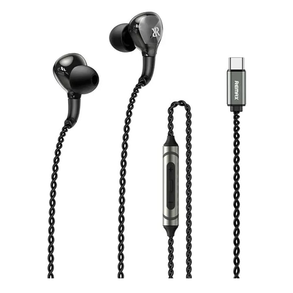 Remax RM-616a Type-C Metal Wired Earphone - Black