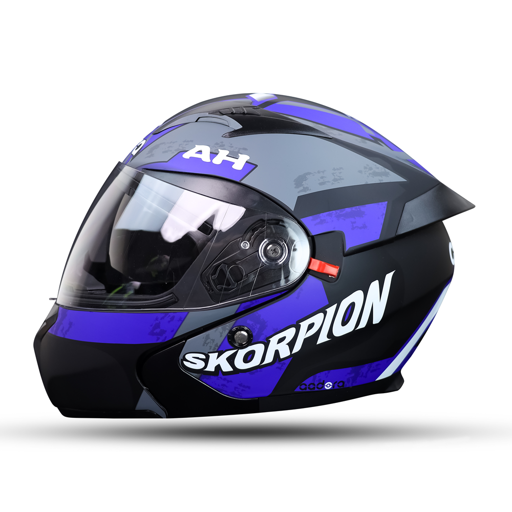 Aadora 333 Flipup Full Face Helmet - L Size - Matt Black and Blue - APBD1063