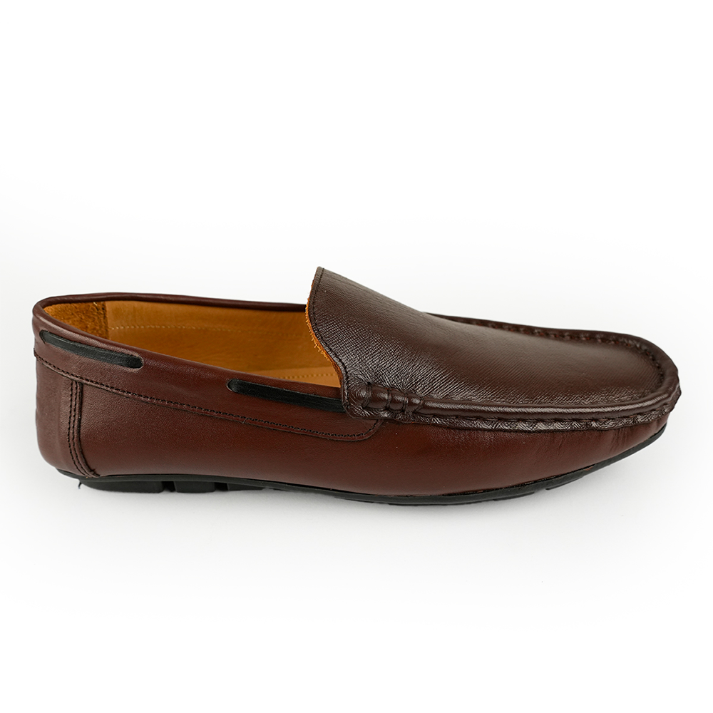 Leather Handmade True Moccasin Shoes for Men - Brown