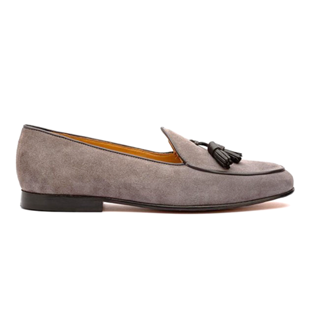 Suede Leather Tassel Loafer For Men - Grey - 103-055 