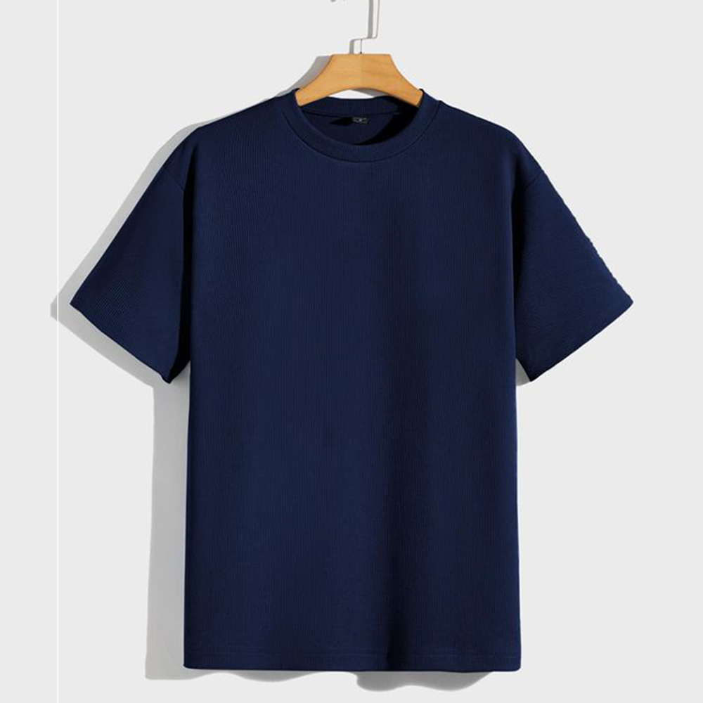 Zays Cotton Half Sleeve T-Shirt For Men - Navy Blue- TS03