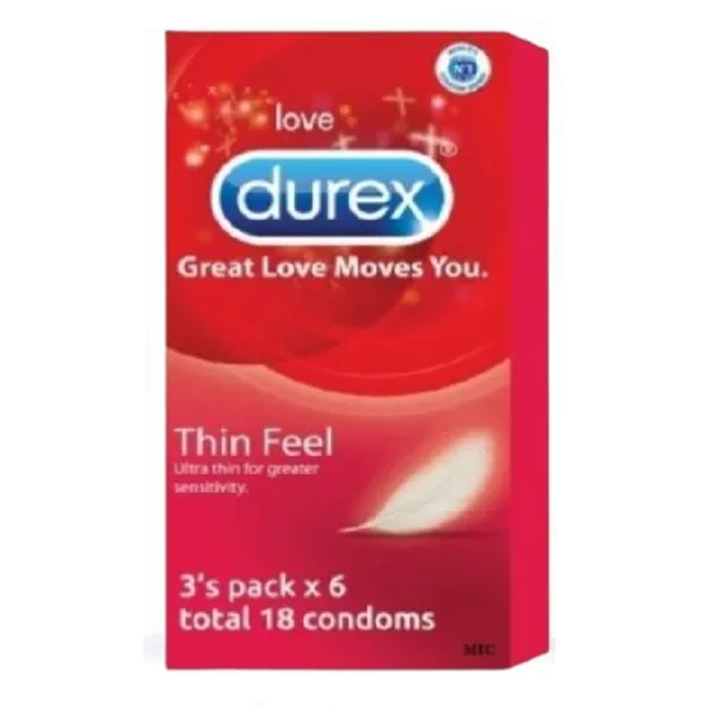 Pack Of 18 Pcs Durex Thin Feel Ultra Thin For Greater Sensitivity Condom