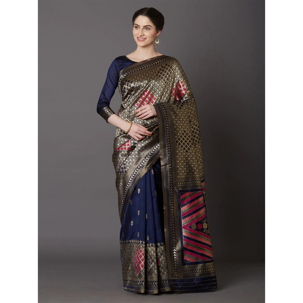 Silk Printed Saree With Blouse Piece For Women - MN-704