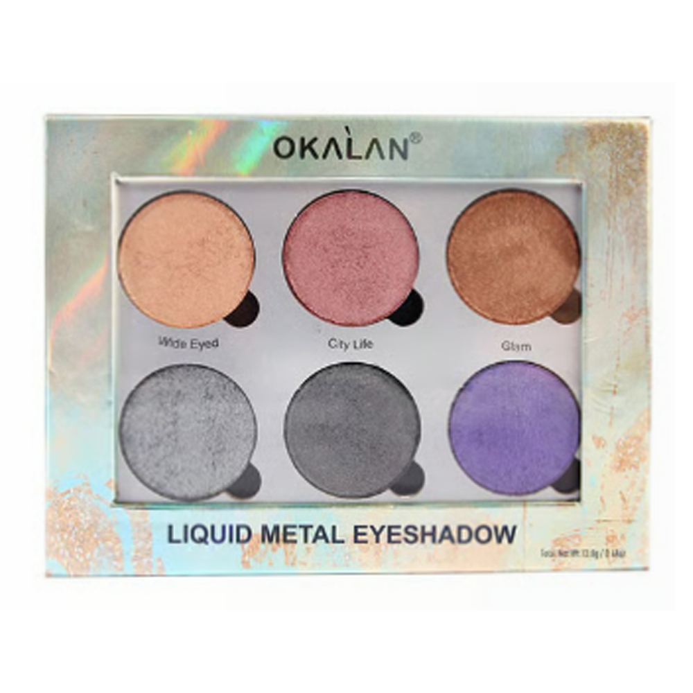 Okalan Liquid Metal Eyeshadow Palette - 6 Colors