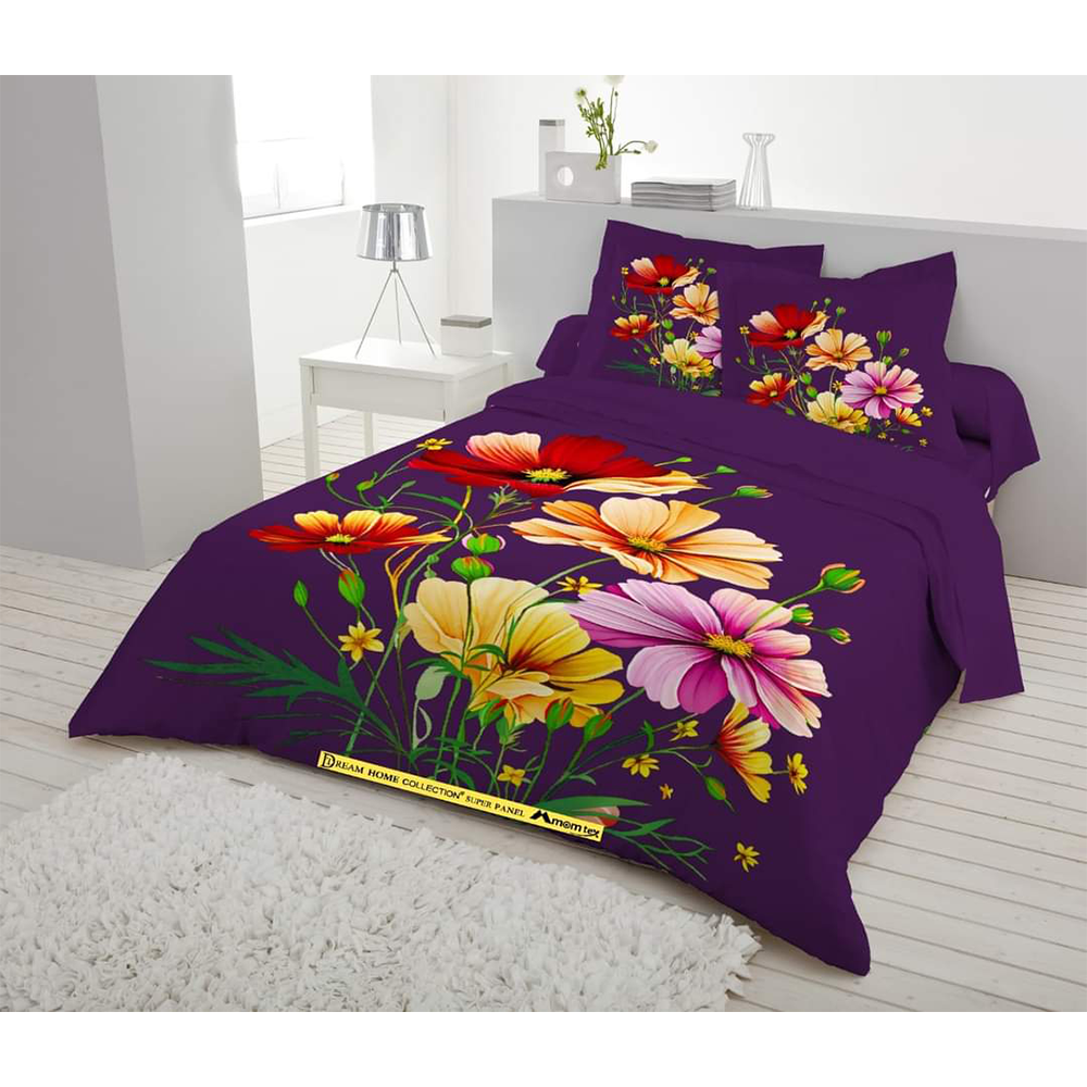 Cotton King Size Bedsheet With 2 Pillow Covers - Multicolor - ST-342