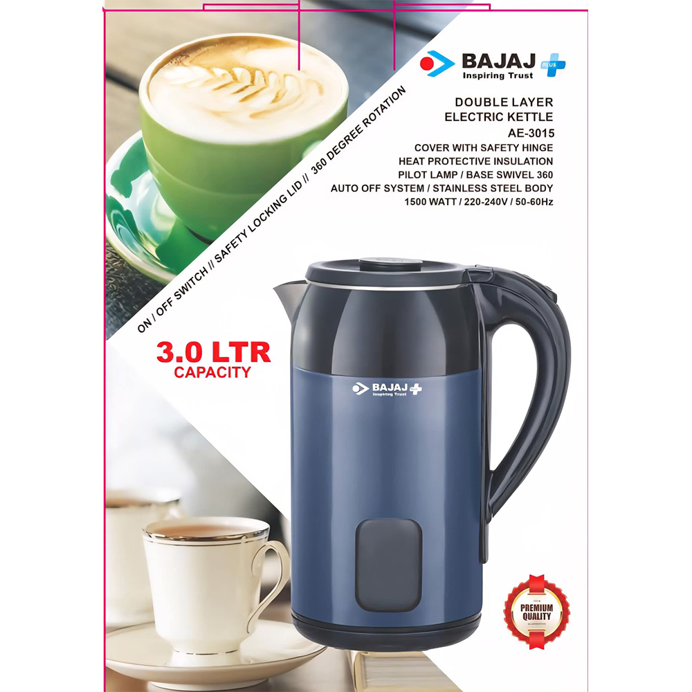 Bajaj AE3015 Electric Kettle - 3 Liter - Navy Blue