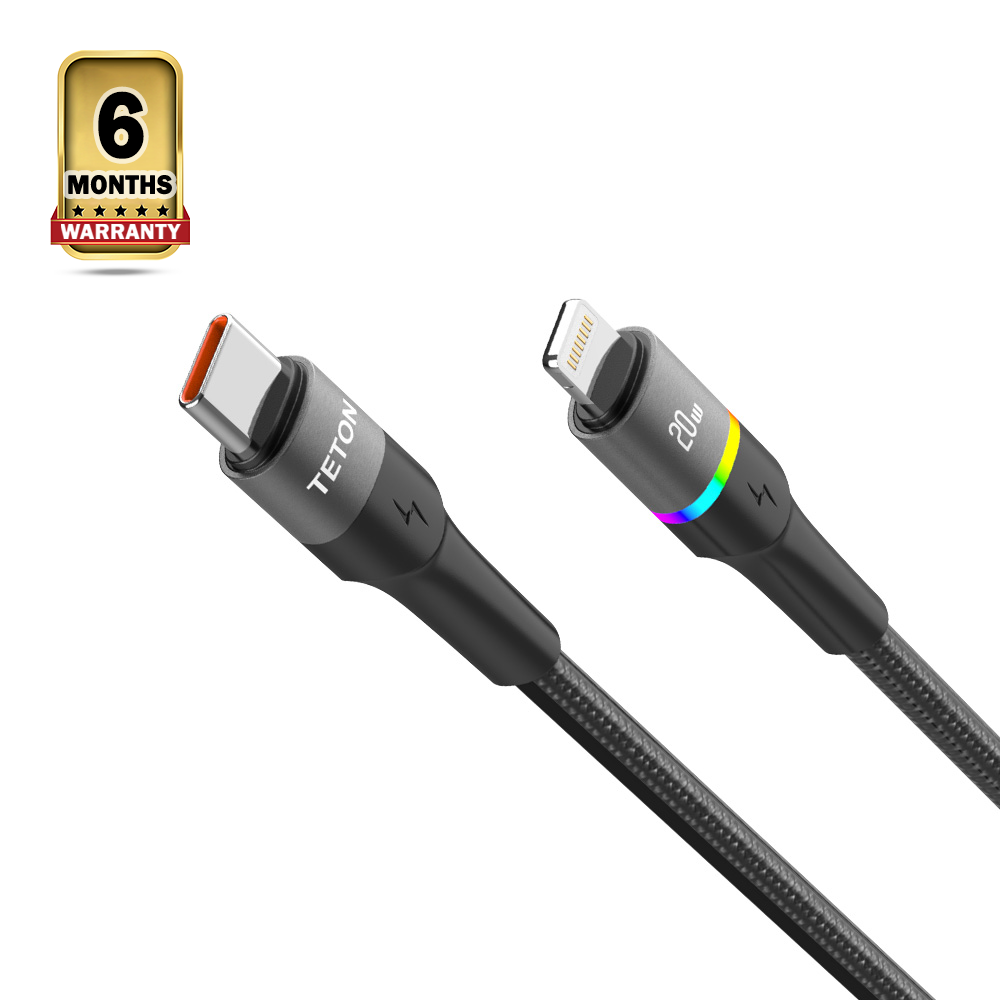 Teton USB Type C to 20W Lightning Cable - Black